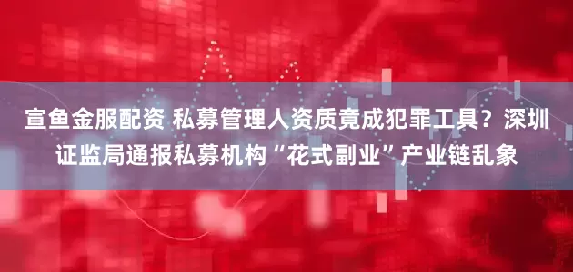 宣鱼金服配资 私募管理人资质竟成犯罪工具？深圳证监局通报私募机构“花式副业”产业链乱象